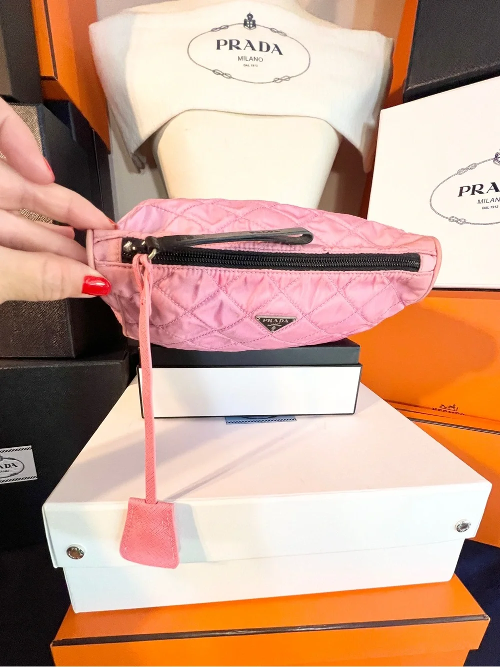 Prada Pink Quilted Nylon wristlet bag! 🌟Offers always welcome! - Picture 5 of 9